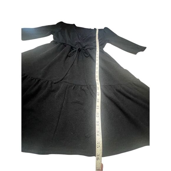 MELLODAY Textured Low V Wrap Black Knit Dress Sz L NWT - Picture 7 of 8